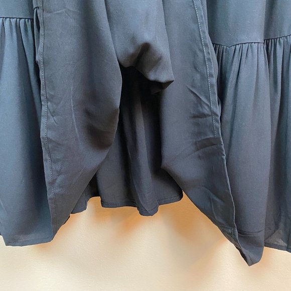 Eloquii Dress 18 Black Shift Tunic Puff Sleeve Lightweight Tie Back Plus New NWT - Picture 5 of 11